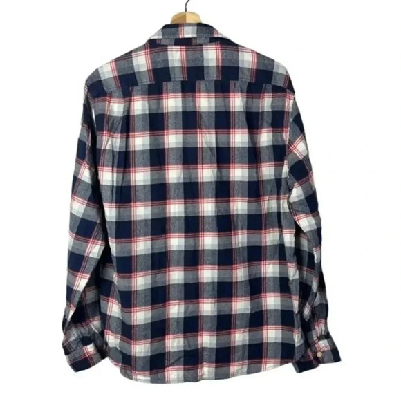 J. Crew Blue & Red Plaid Long Sleeve Button Down Flannel L - Picture 2 of 3